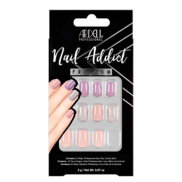 Unghie finte adesive Ardell "Nail Addict" viola rosa pastello
